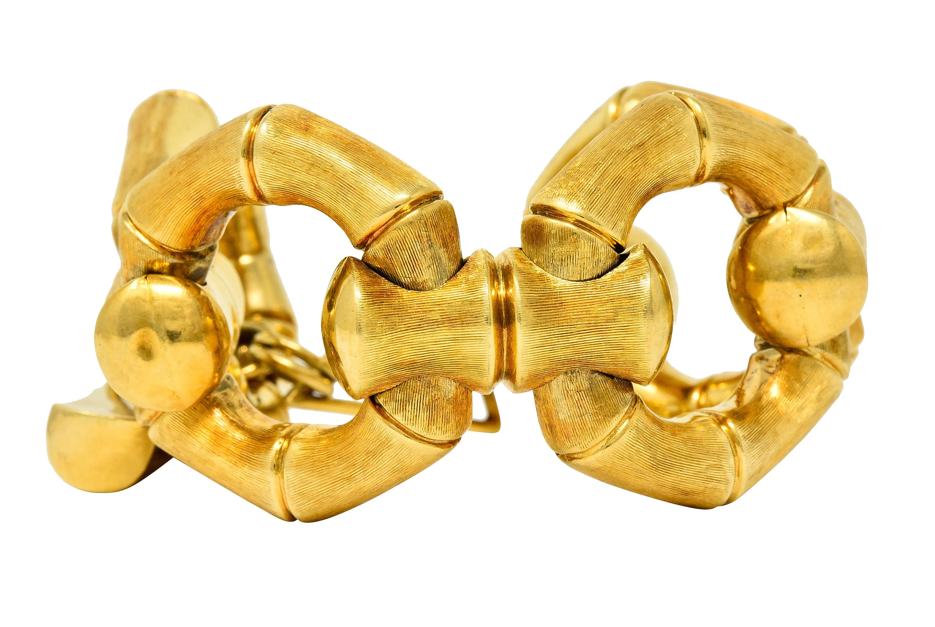 1970's Italian Vintage 18 Karat Gold Bamboo Link Bracelet