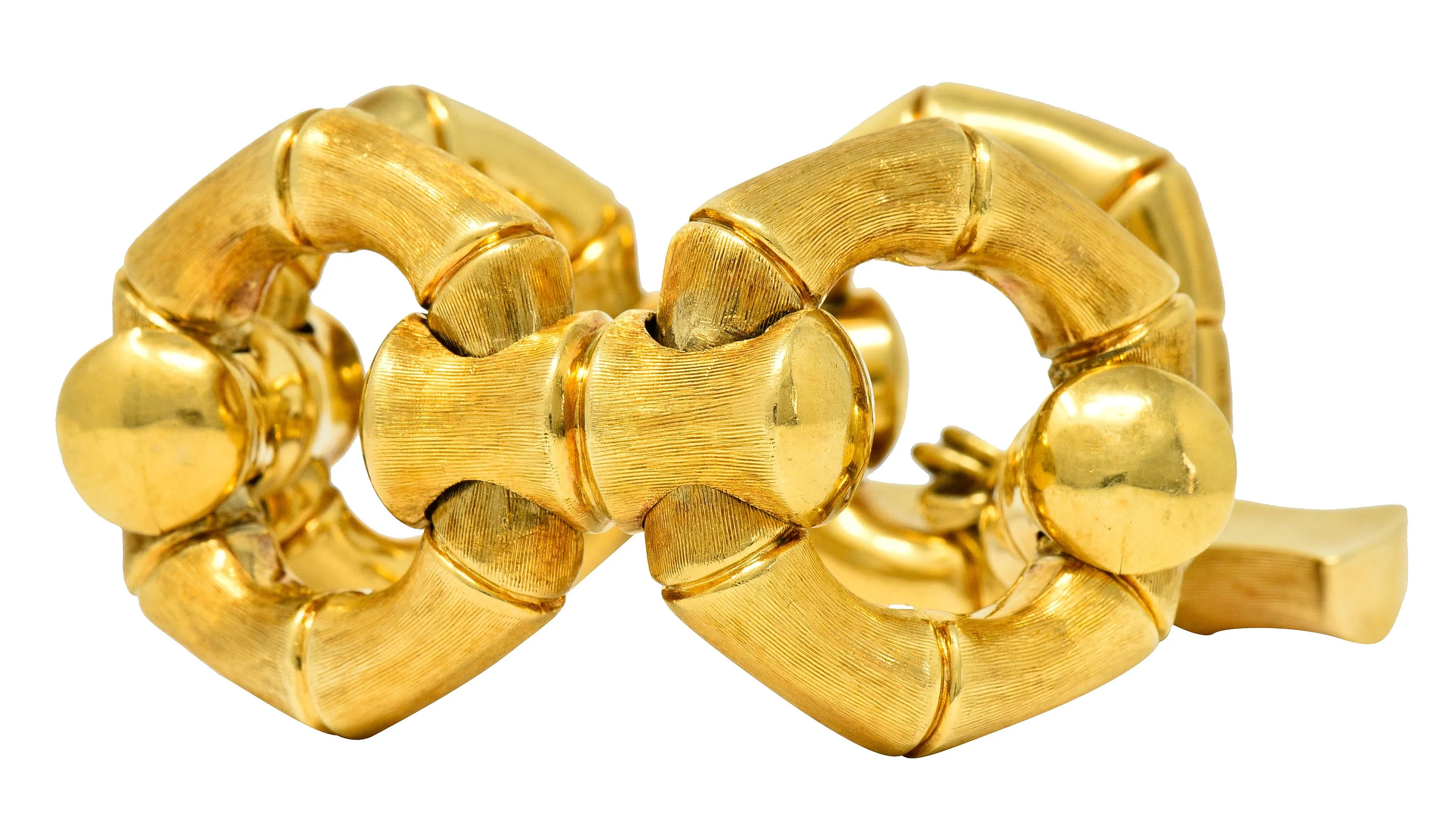 1970's Italian Vintage 18 Karat Gold Bamboo Link Bracelet