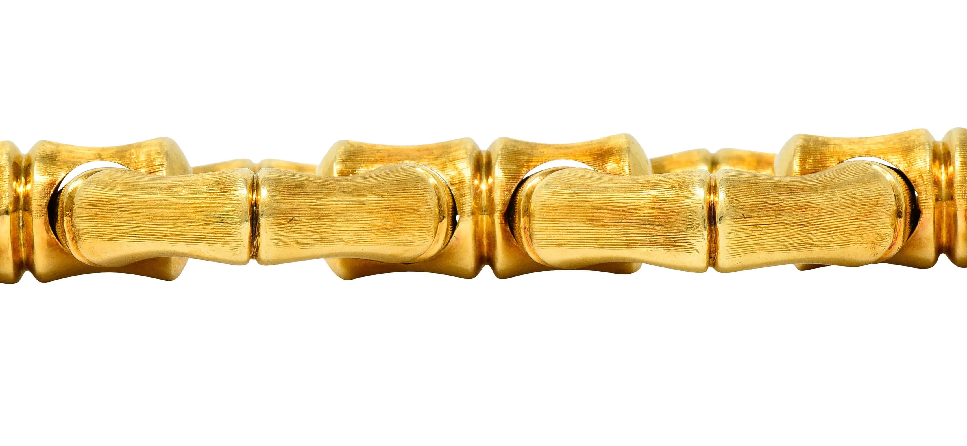1970's Italian Vintage 18 Karat Gold Bamboo Link Bracelet