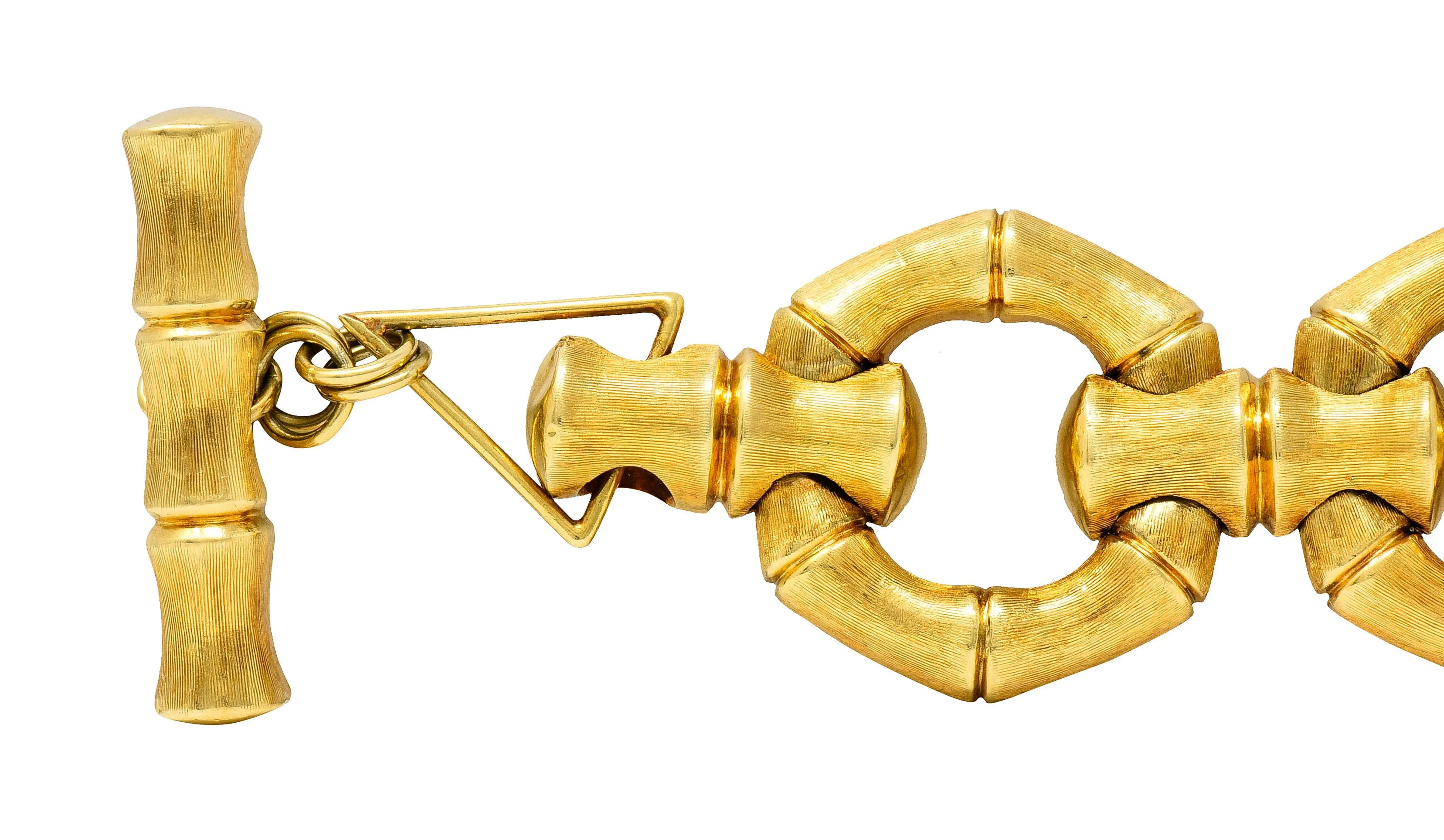 1970's Italian Vintage 18 Karat Gold Bamboo Link Bracelet