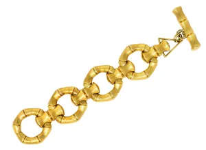1970's Italian Vintage 18 Karat Gold Bamboo Link Bracelet