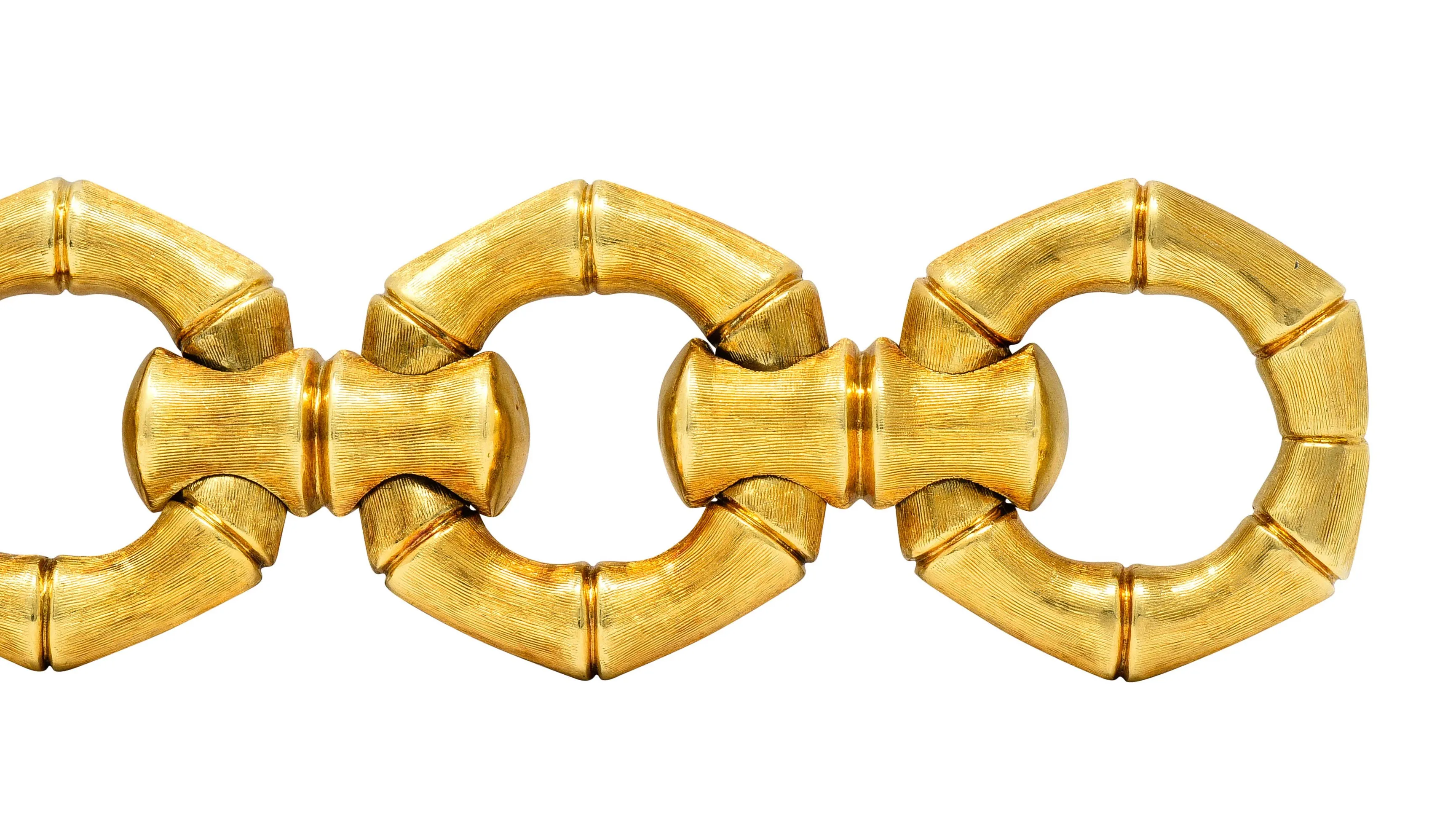 1970's Italian Vintage 18 Karat Gold Bamboo Link Bracelet