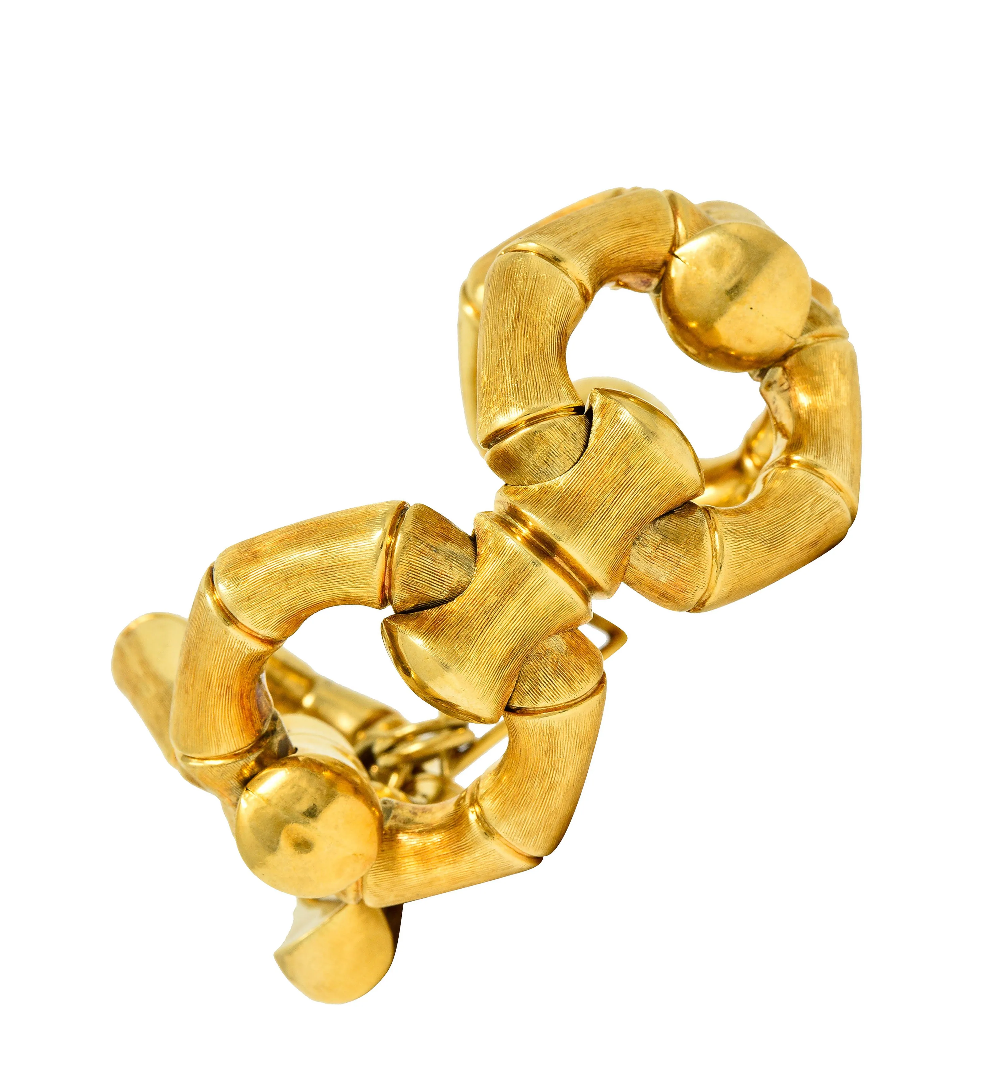 1970's Italian Vintage 18 Karat Gold Bamboo Link Bracelet