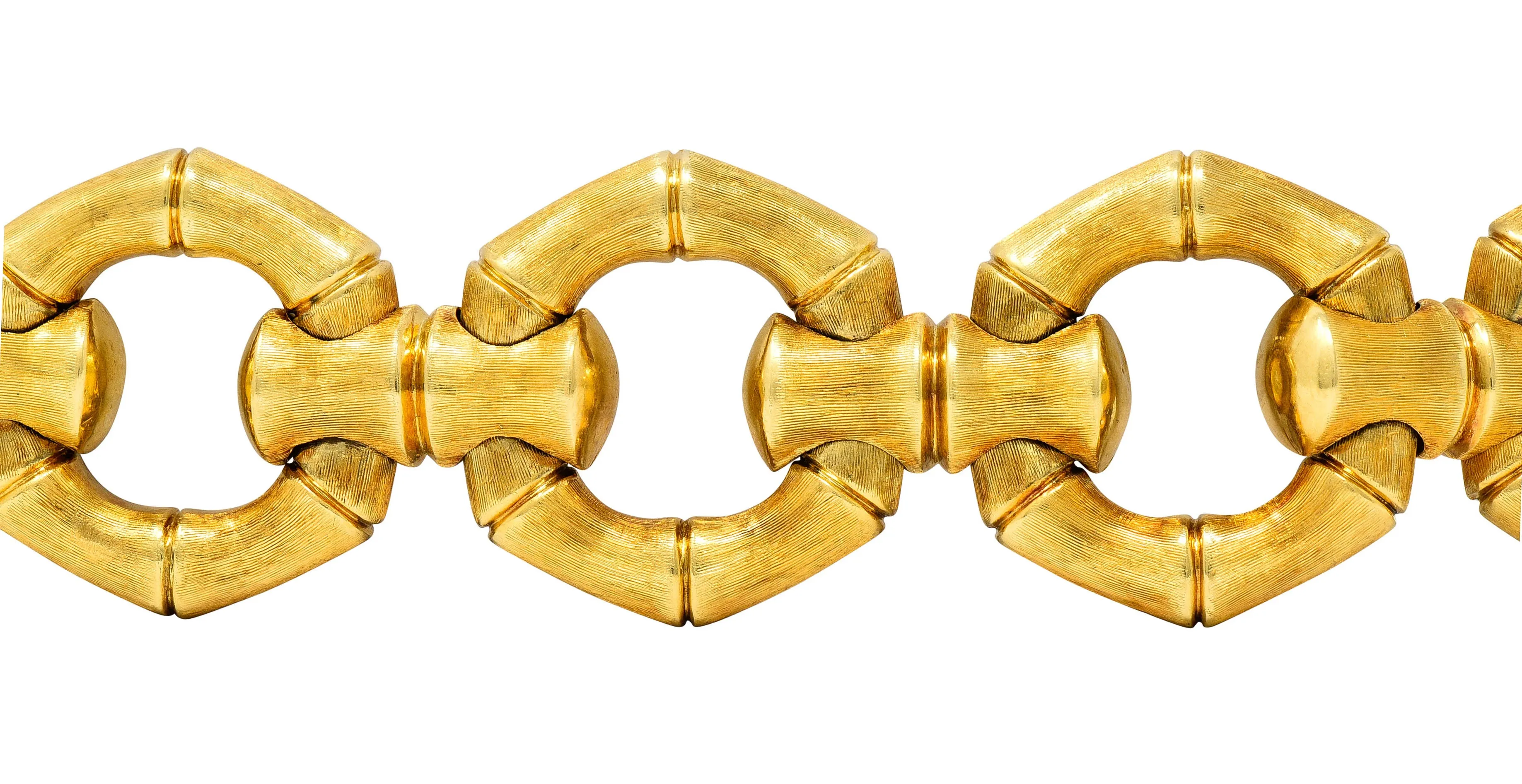 1970's Italian Vintage 18 Karat Gold Bamboo Link Bracelet