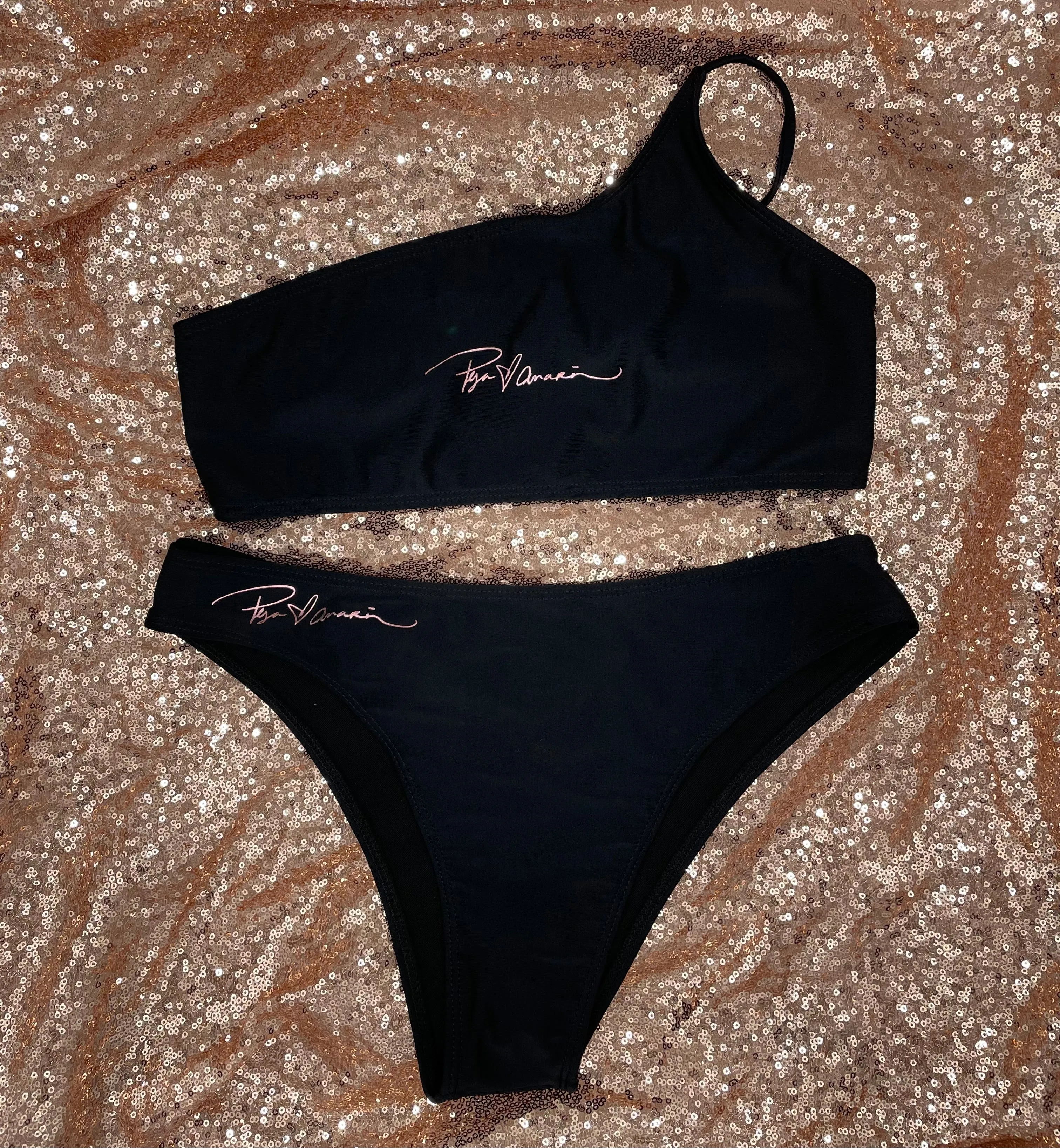 2 Piece "Beach Please" Sheer Skirt Swimsuit