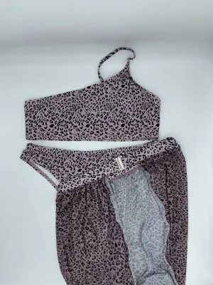 2 Piece "Beach Please" Sheer Skirt Swimsuit