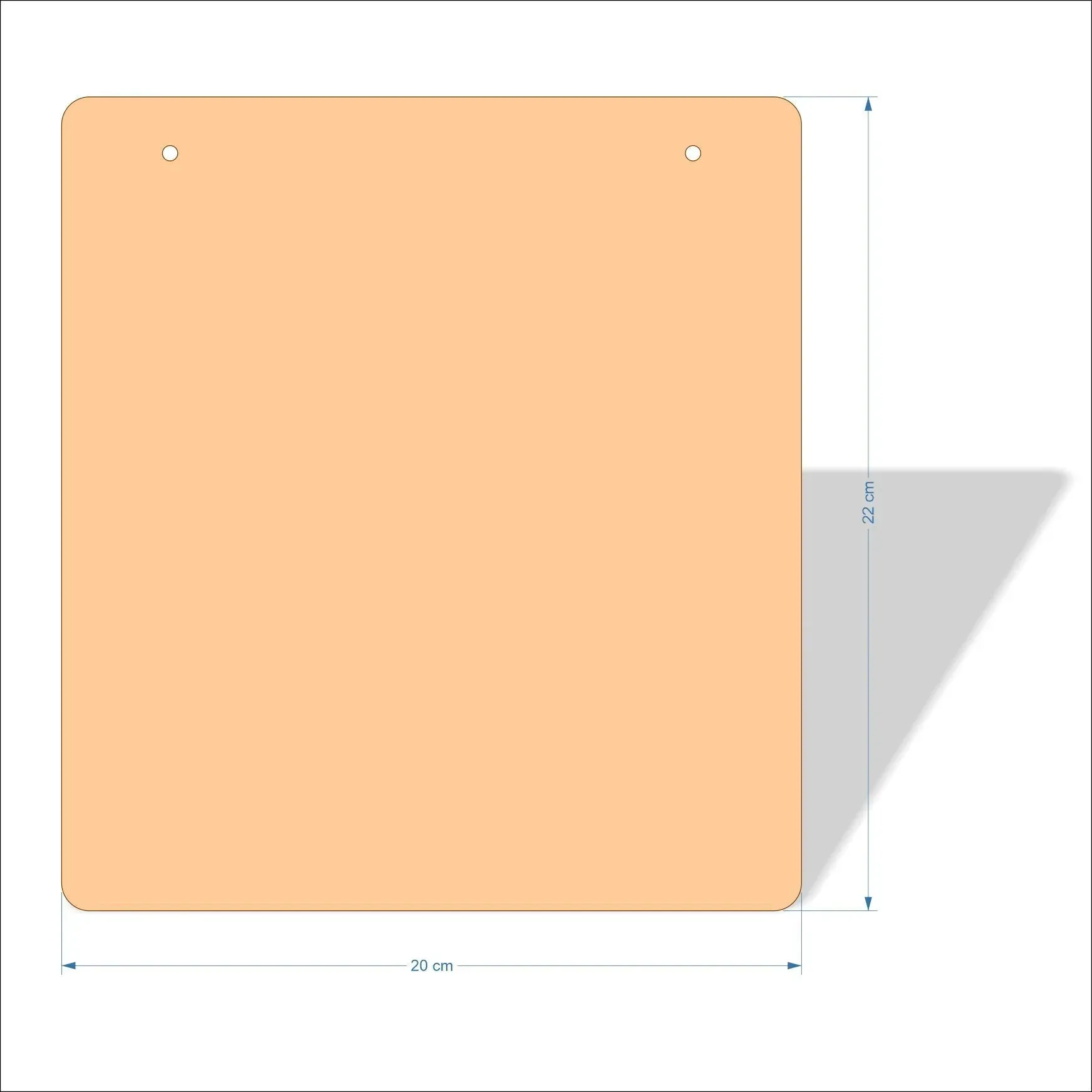 20 cm Wide Blank board plaques with rounded corners - plywood