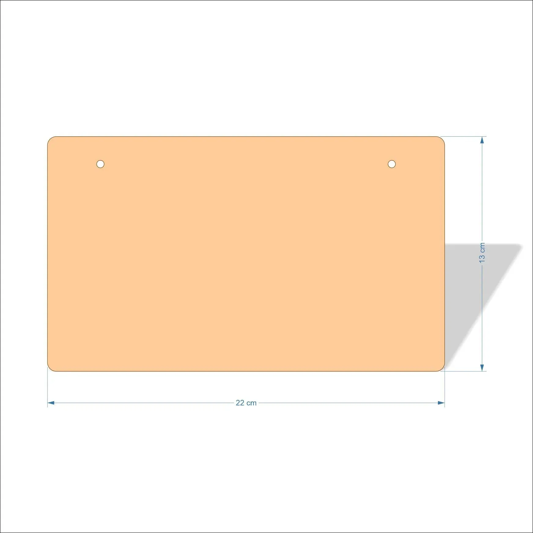 22 cm Wide Blank board plaques with rounded corners - plywood