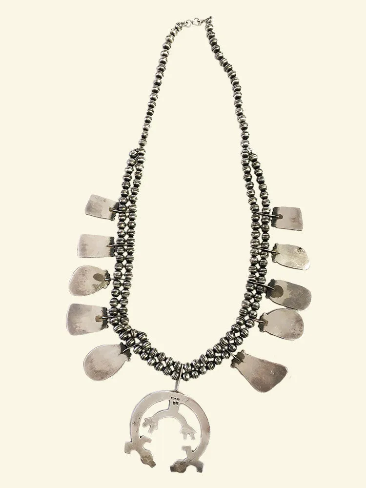 22" Colorful Squash Blossom Style Necklace