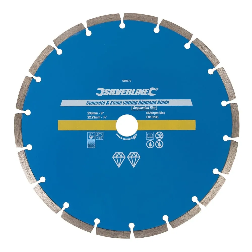 230 X 22.23mm Segmented Rim Concrete & Stone Cutting Diamond Blade 589673 Silver