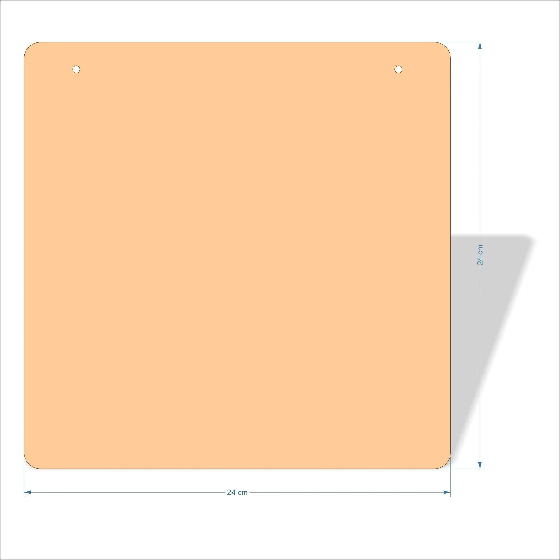 24 cm Wide Blank board plaques with rounded corners - plywood