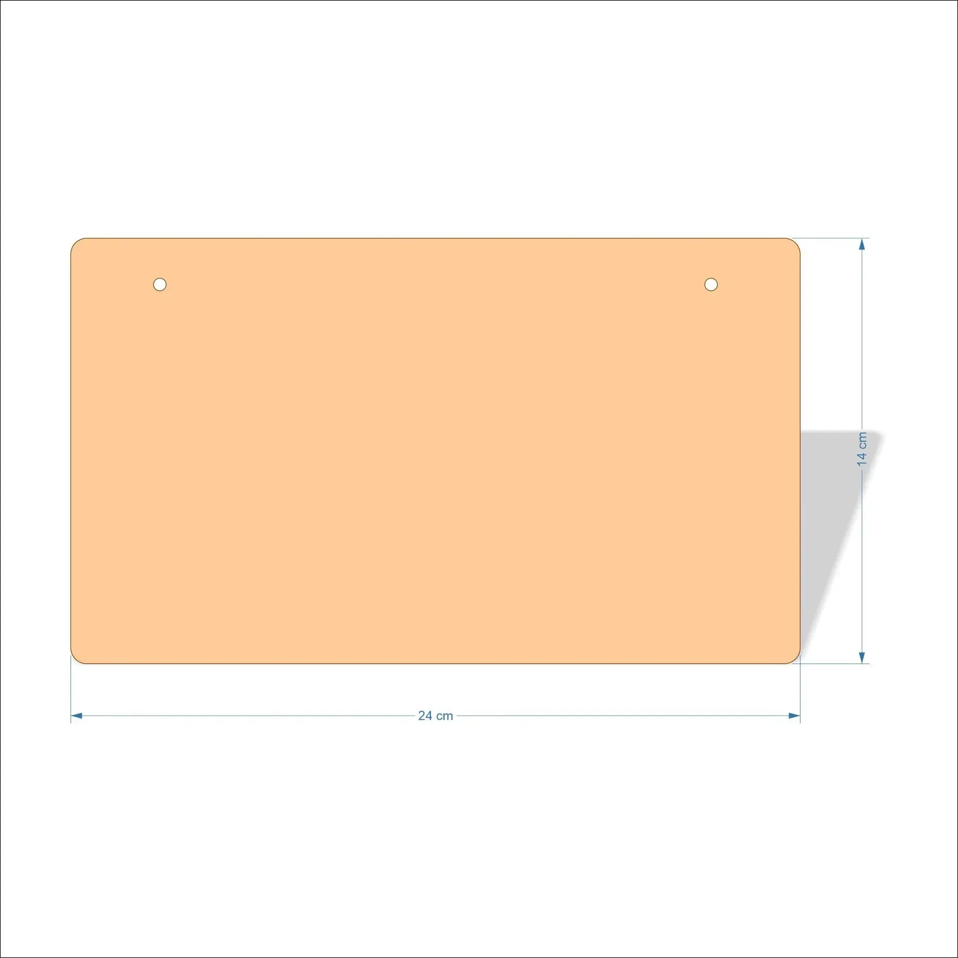 24 cm Wide Blank board plaques with rounded corners - plywood