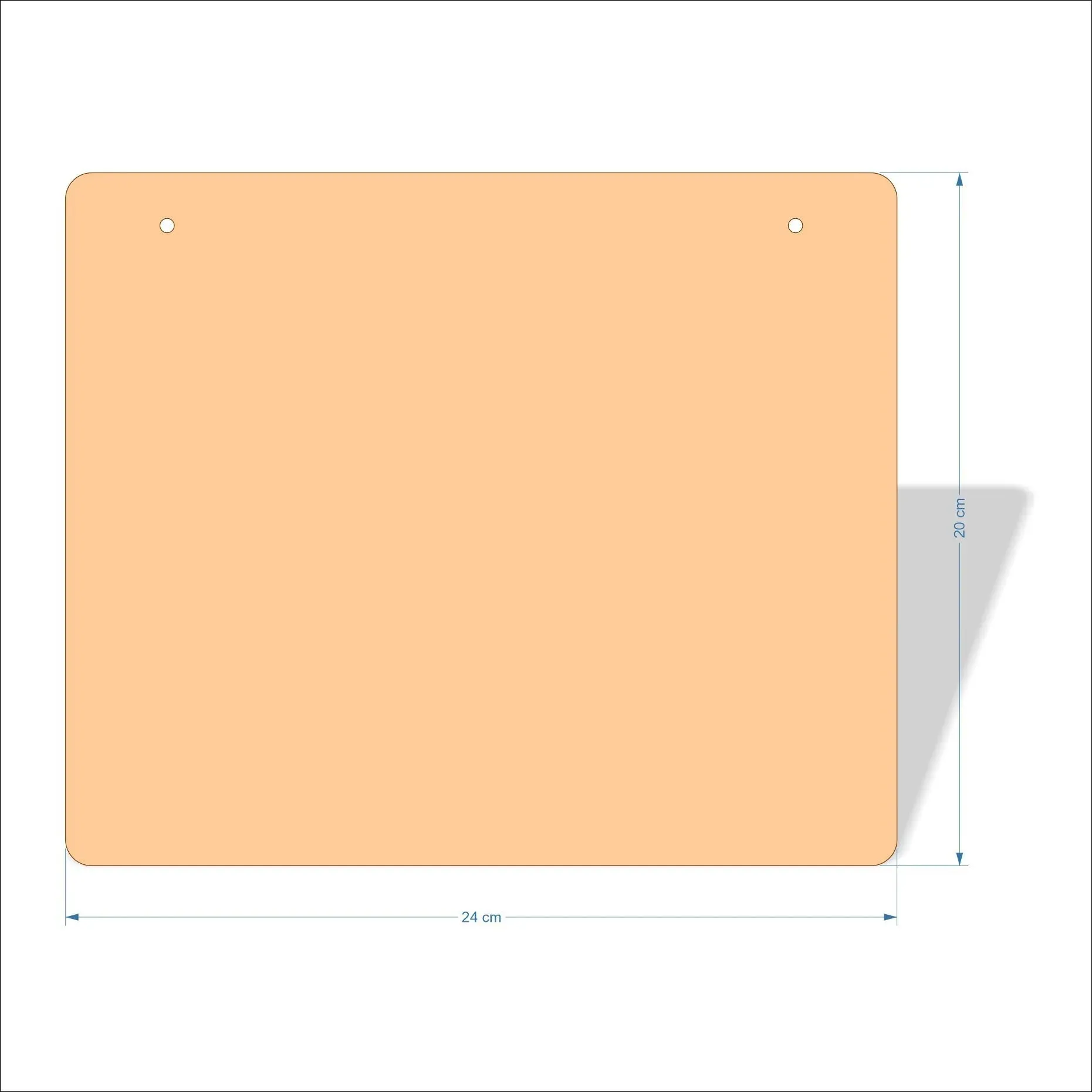 24 cm Wide Blank board plaques with rounded corners - plywood