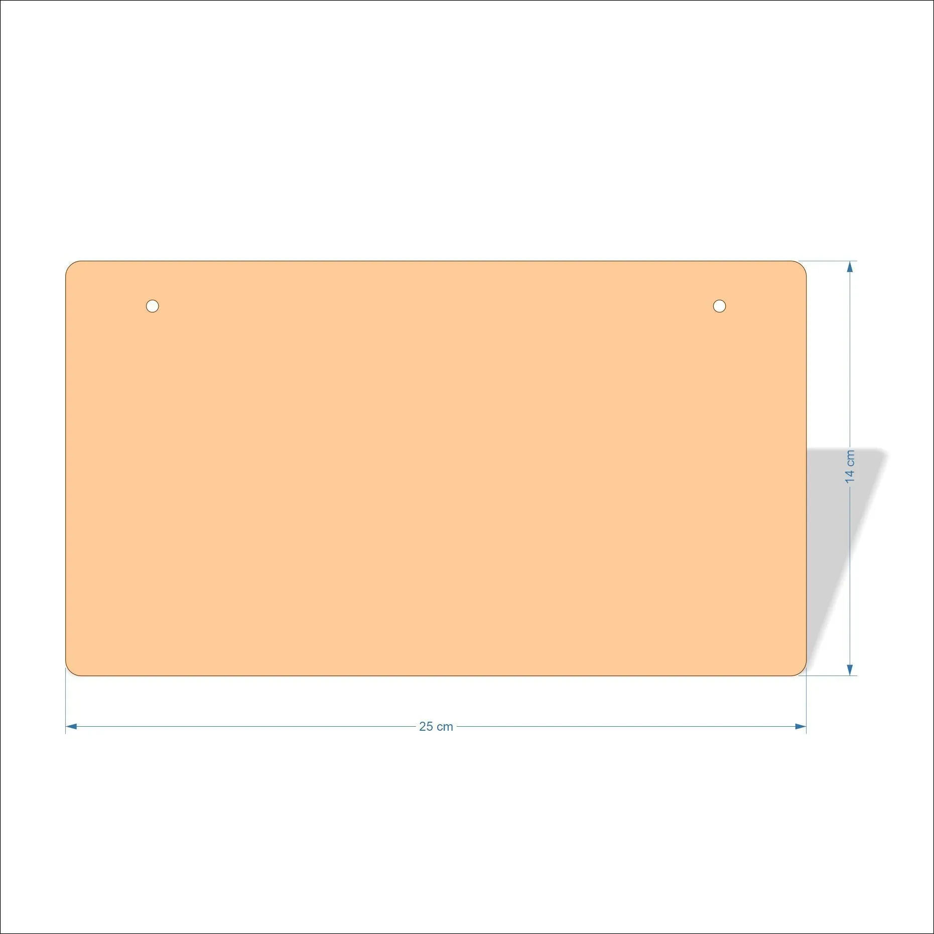 25 cm Wide 3mm thick MDF Plaques with rounded corners