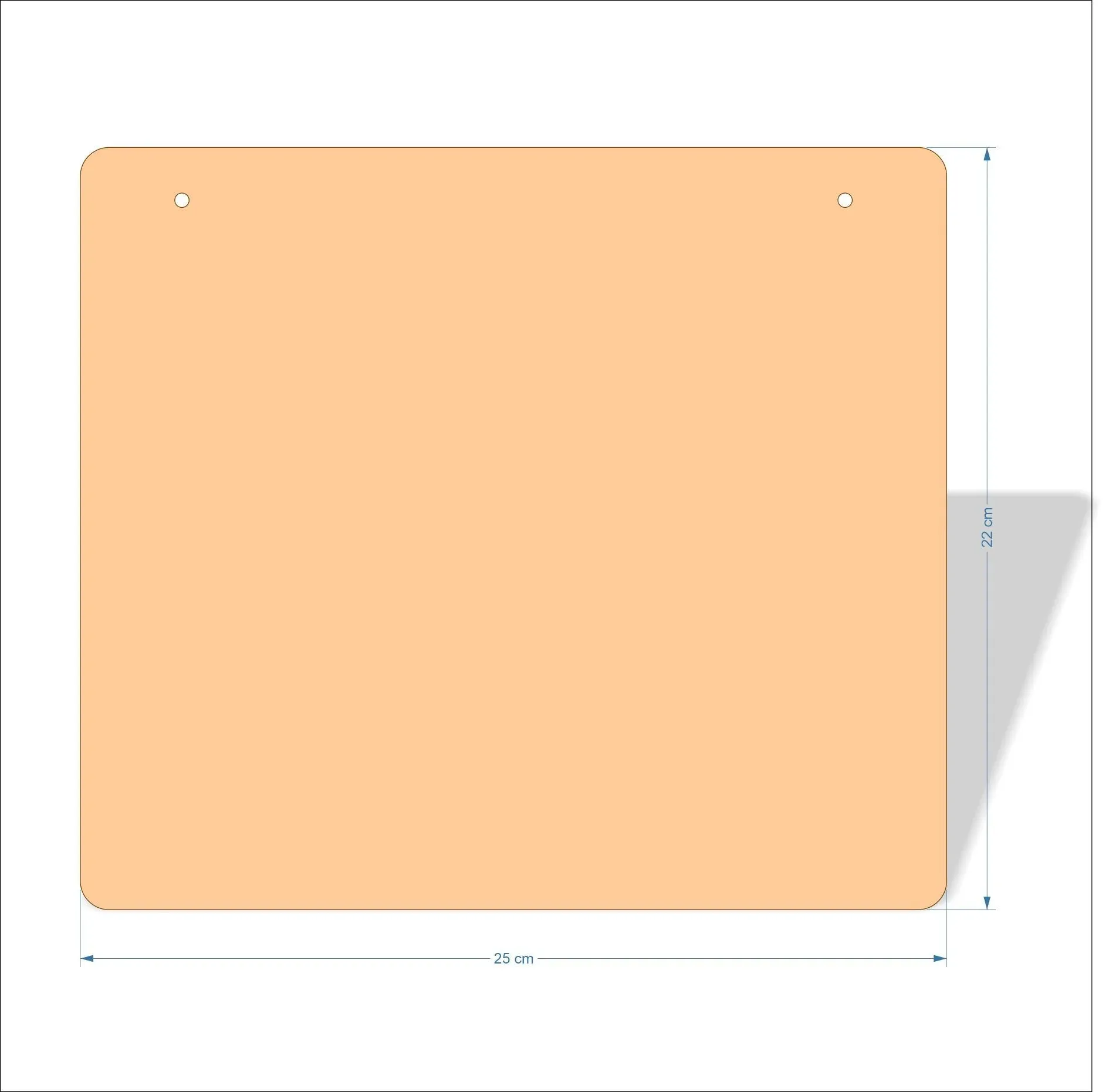 25 cm Wide Blank board plaques with rounded corners - plywood