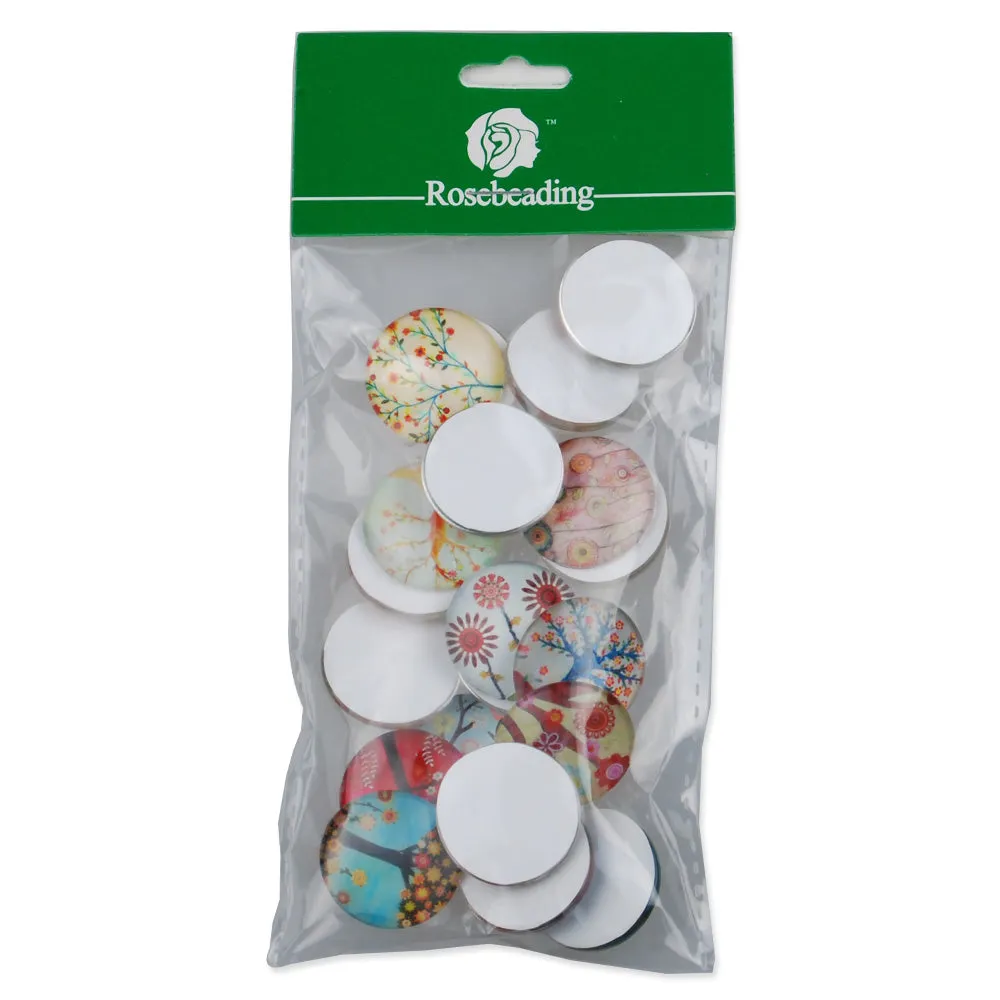 25MM Round pattern glass cabochons with mixed cartoon tree,colorful photo glass cabochon,flat back,thickness 7mm,20 pieces/lot