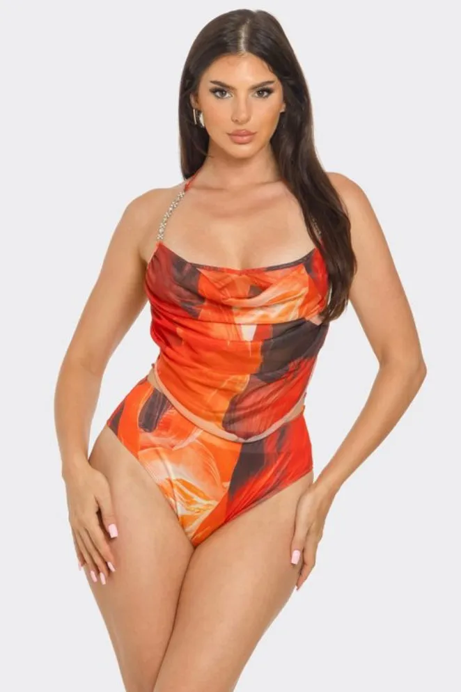 3 Piece Mrs. McKenzie Sheer Skirt Set