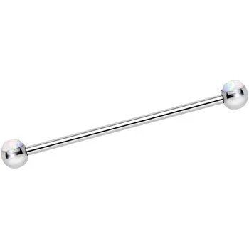 316L Stainless Steel White Faux Opal Industrial Barbell 36mm