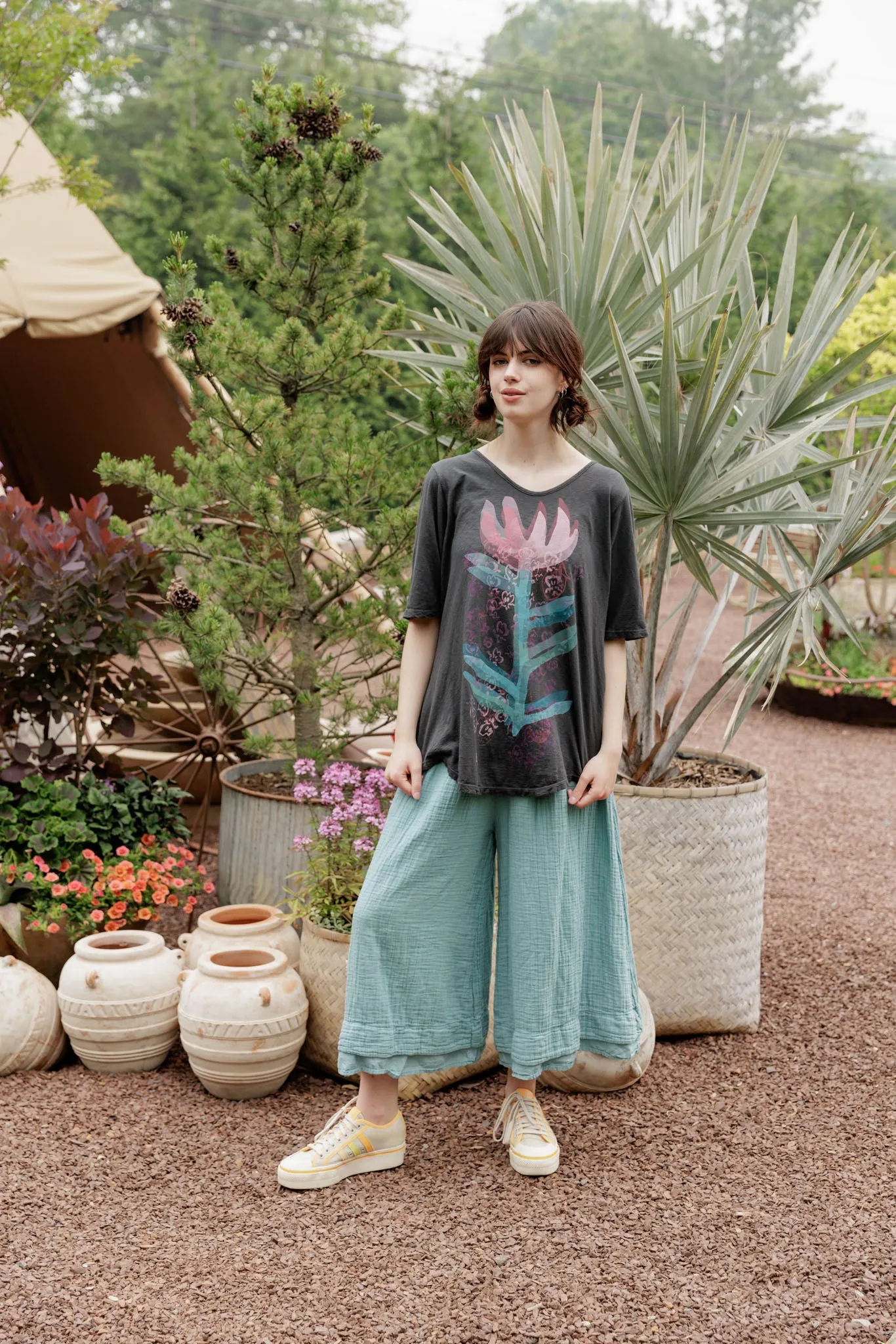 3353 Crop Gauze/Lawn Petaloon Turquoise
