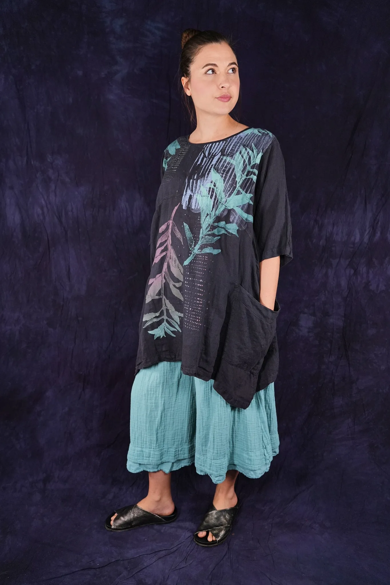 3353 Crop Gauze/Lawn Petaloon Turquoise
