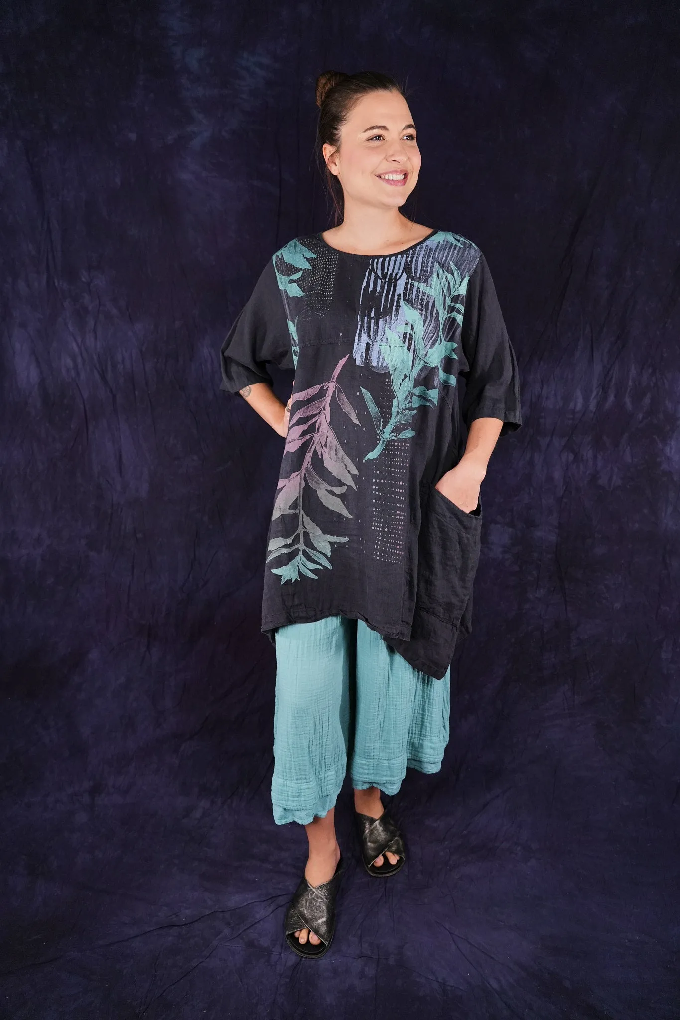 3353 Crop Gauze/Lawn Petaloon Turquoise