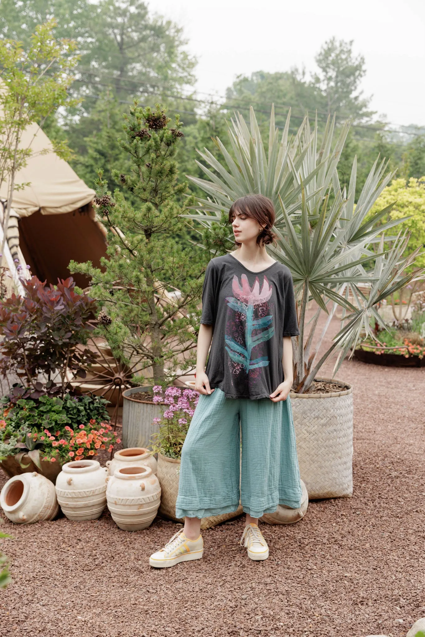 3353 Crop Gauze/Lawn Petaloon Turquoise