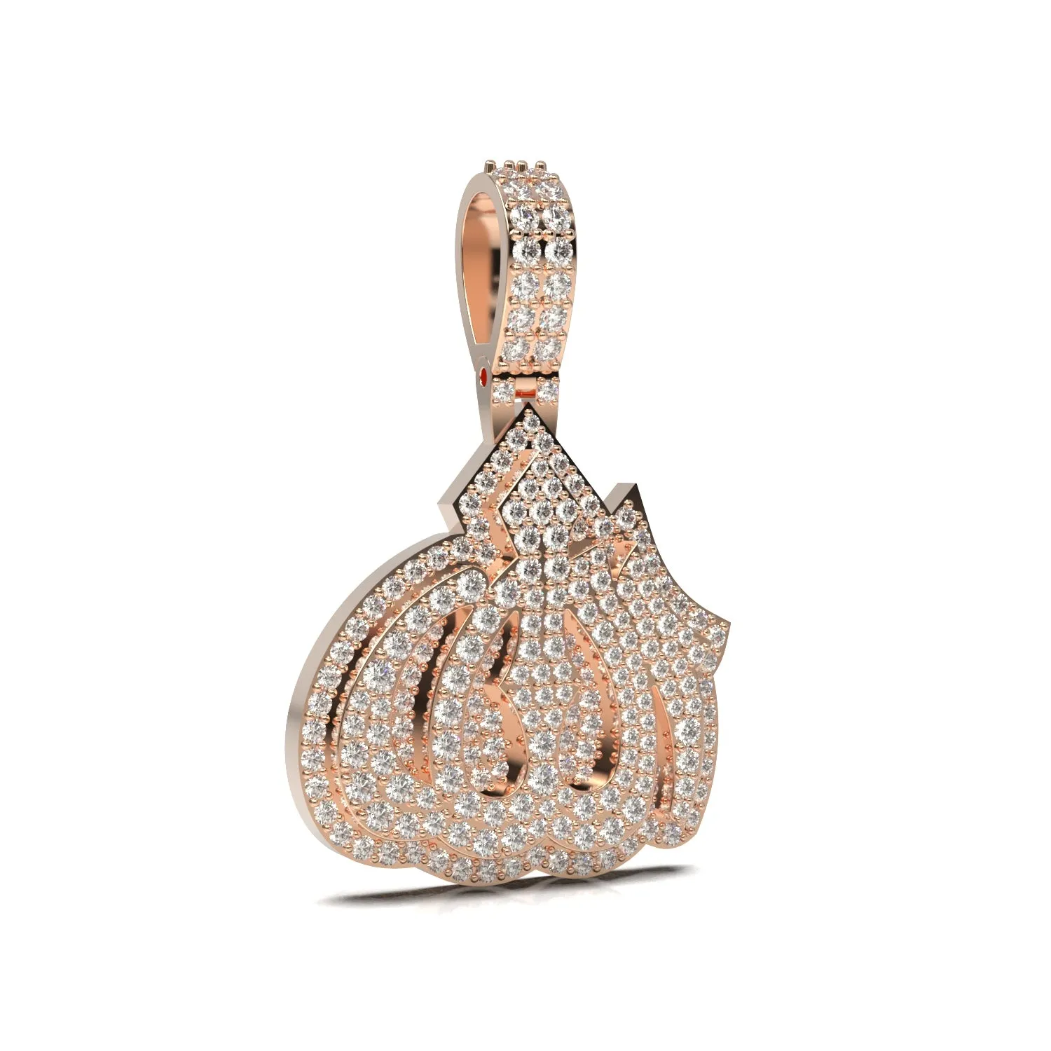 3D Two-Tone Rounded "Allah" Pendant
