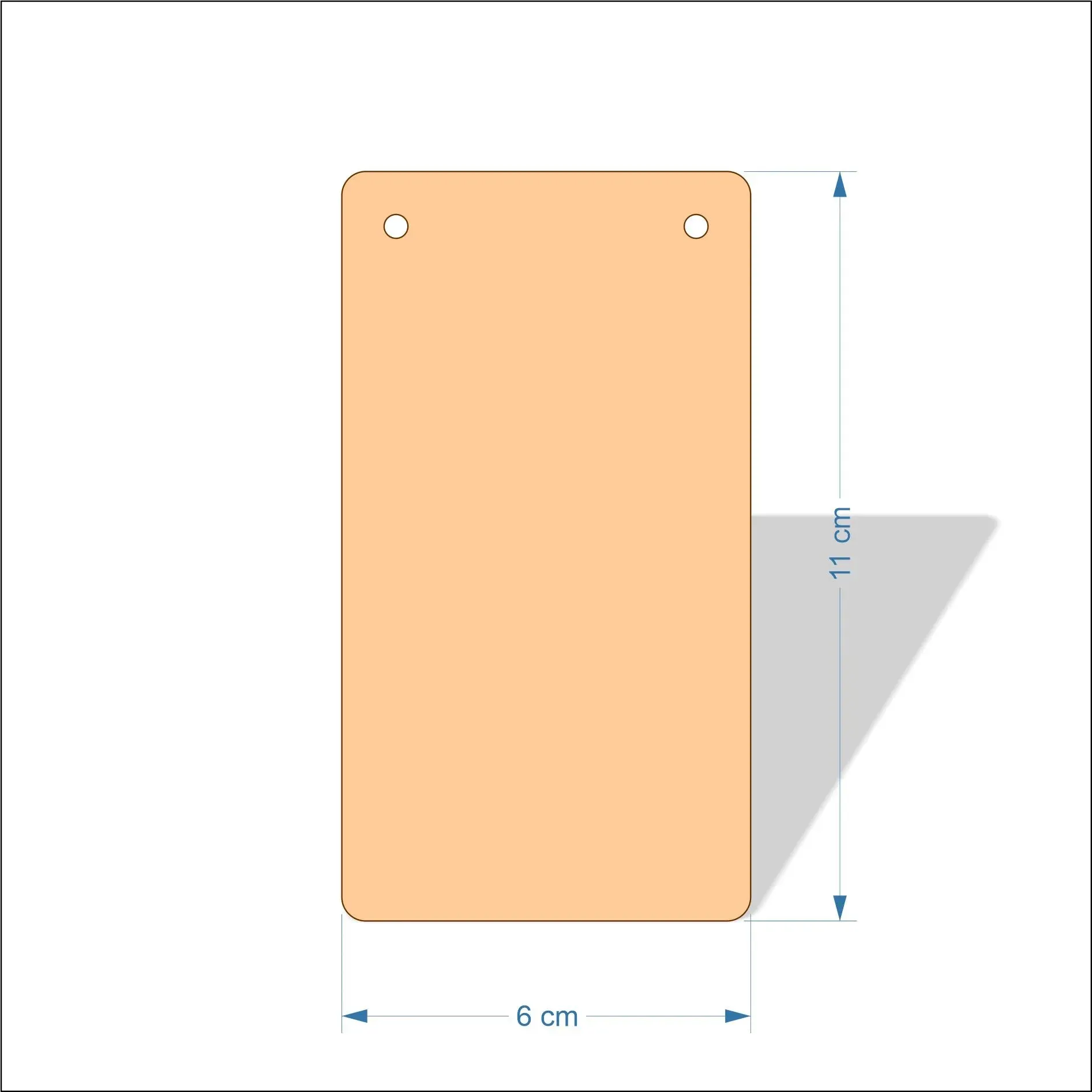 6 cm Wide Blank board plaques with rounded corners - plywood