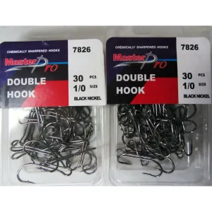 60 x Quality Chemically Sharpened Double Hooks 1/0# Fishing Tackle
