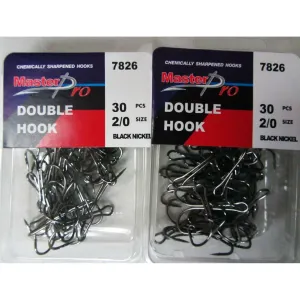 60 x Quality Chemically Sharpened Double Hooks 2/0# Fishing Tackle