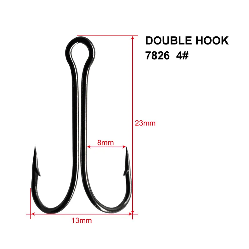 60 x Quality Chemically Sharpened Double Hooks 4# Fishing Tackle