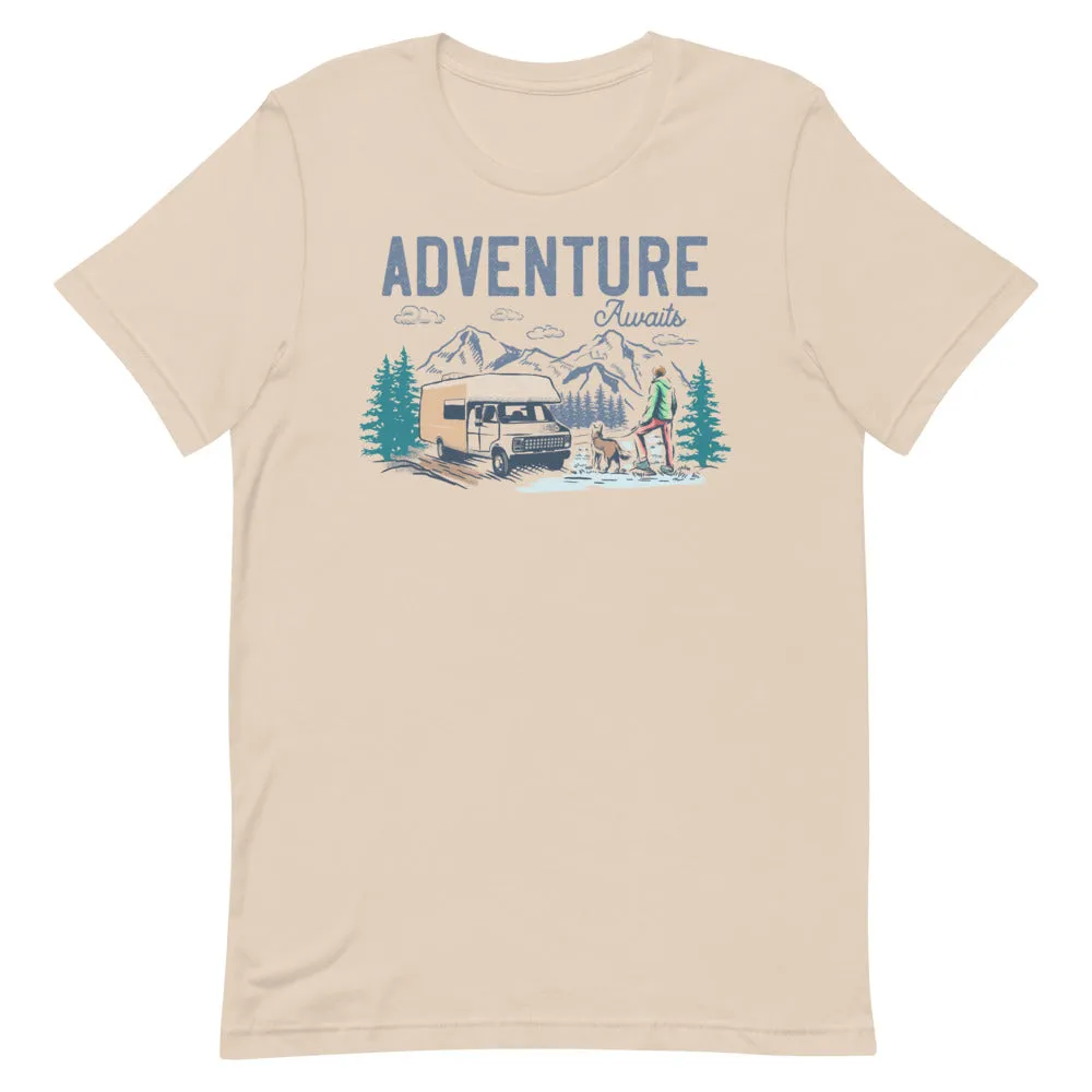 Adventure Awaits - Short-Sleeve Men and Women's T-Shirt