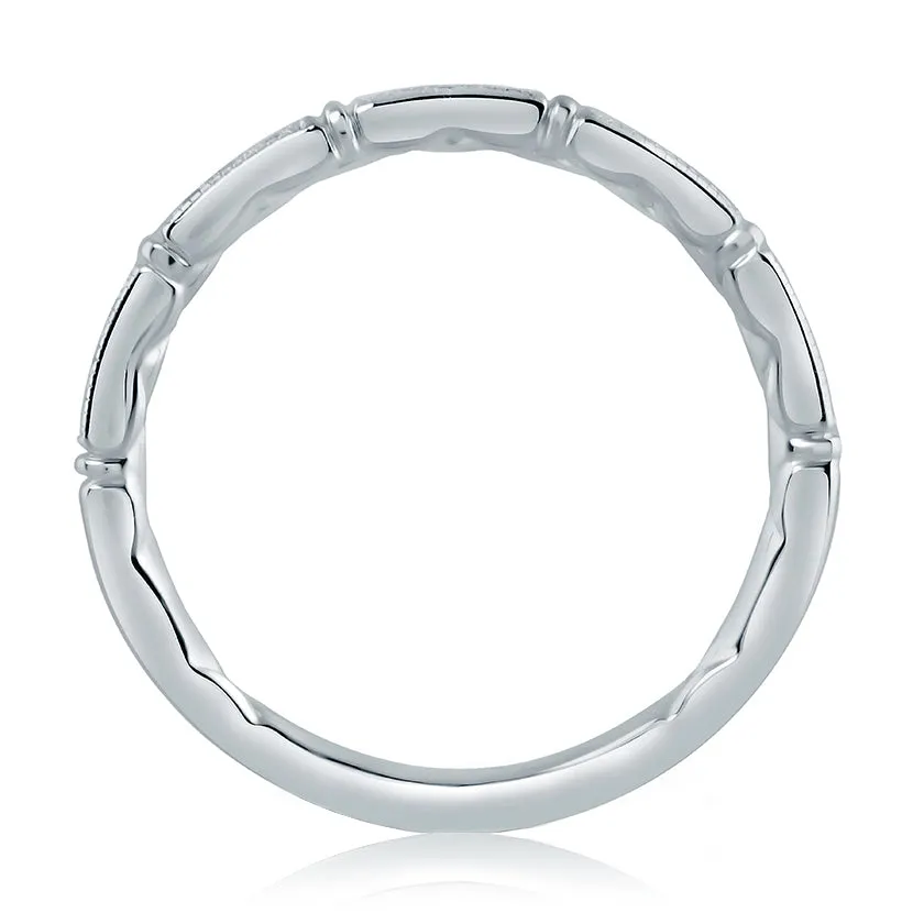 A.Jaffe Segmented Milgrain Accent Diamond Quilted Wedding Band MR2189Q/08