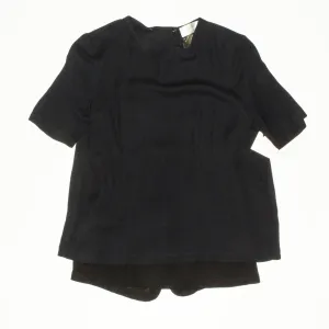 A.L.C. Black Navy Kati Open Back Layered Silk Blouse Size XS