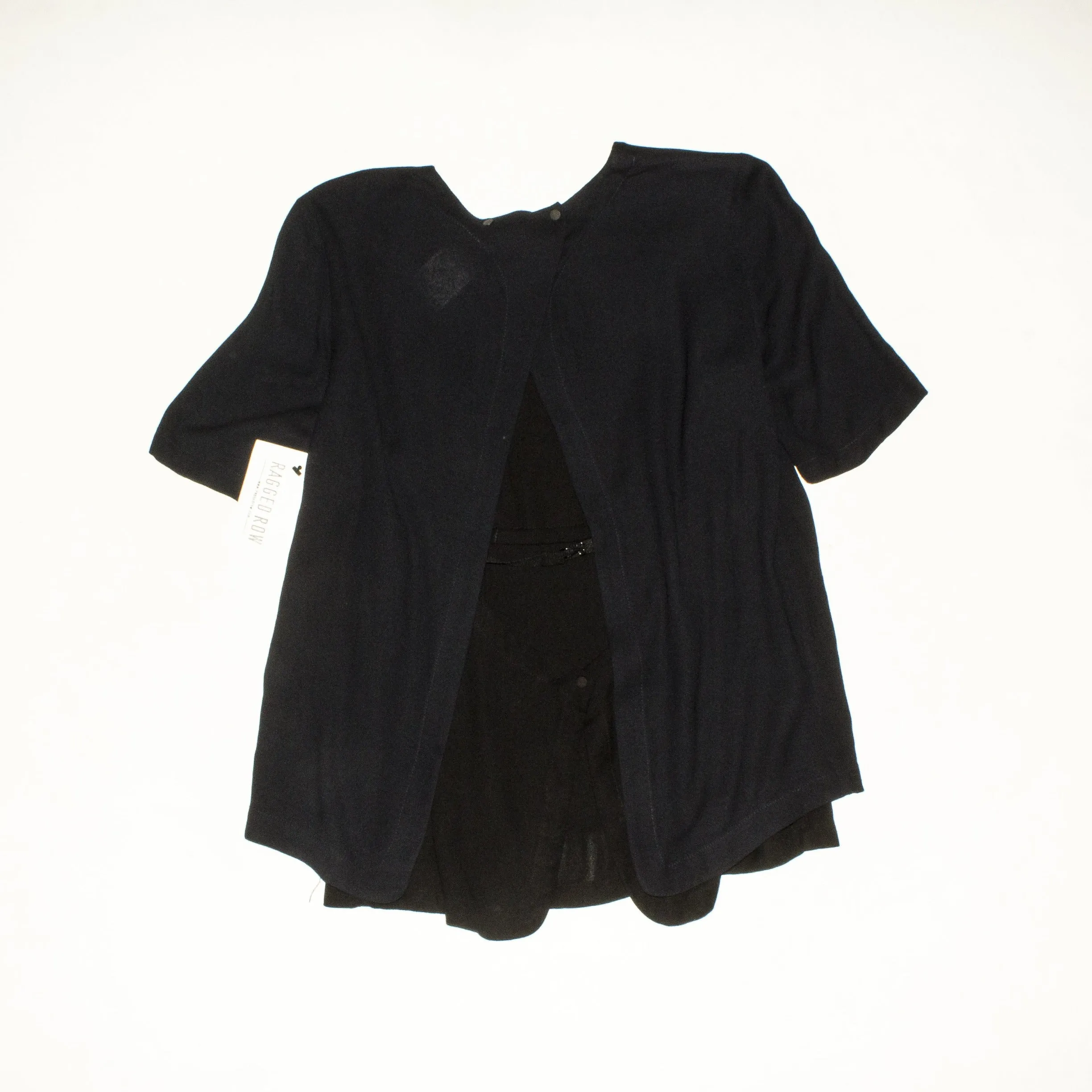 A.L.C. Black Navy Kati Open Back Layered Silk Blouse Size XS