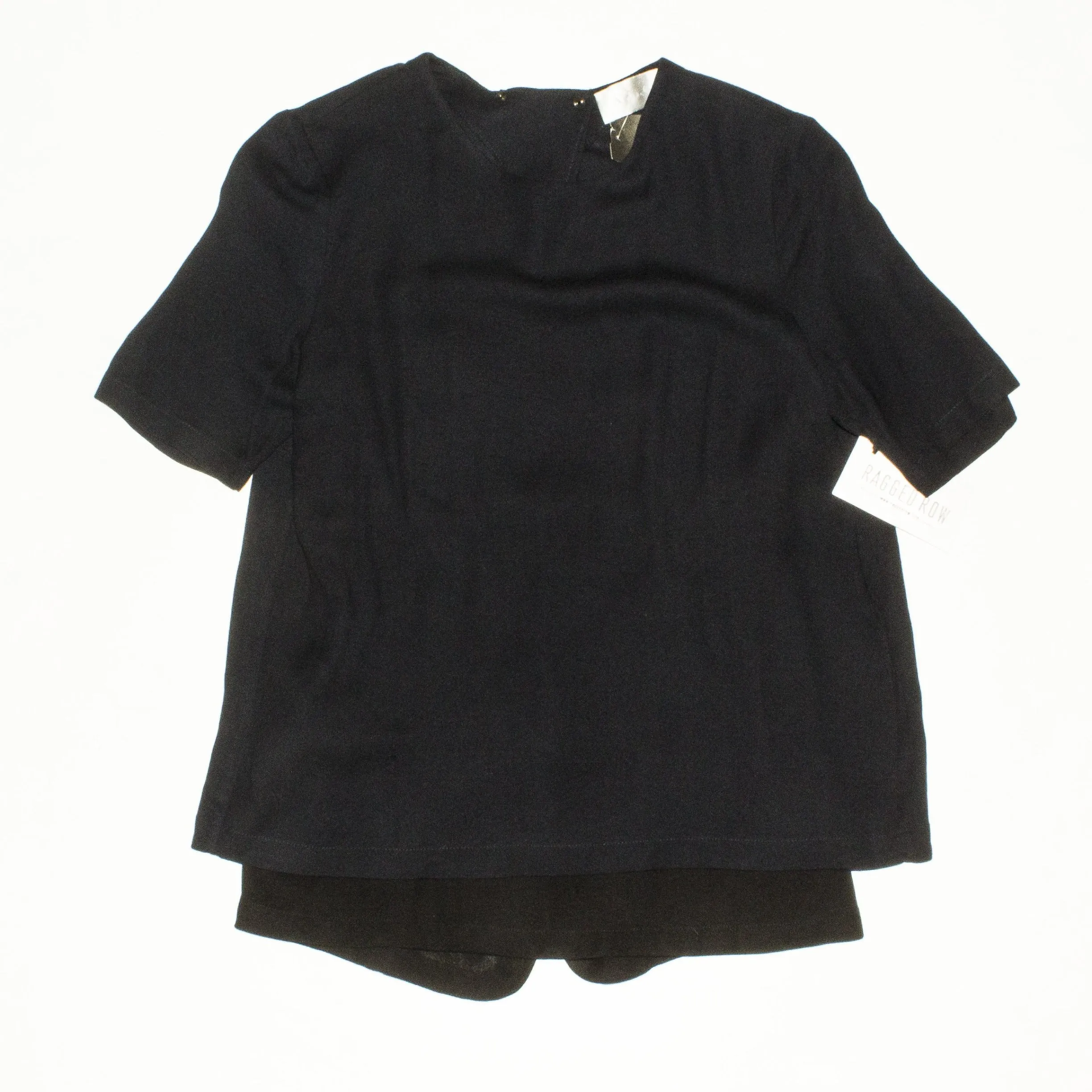 A.L.C. Black Navy Kati Open Back Layered Silk Blouse Size XS