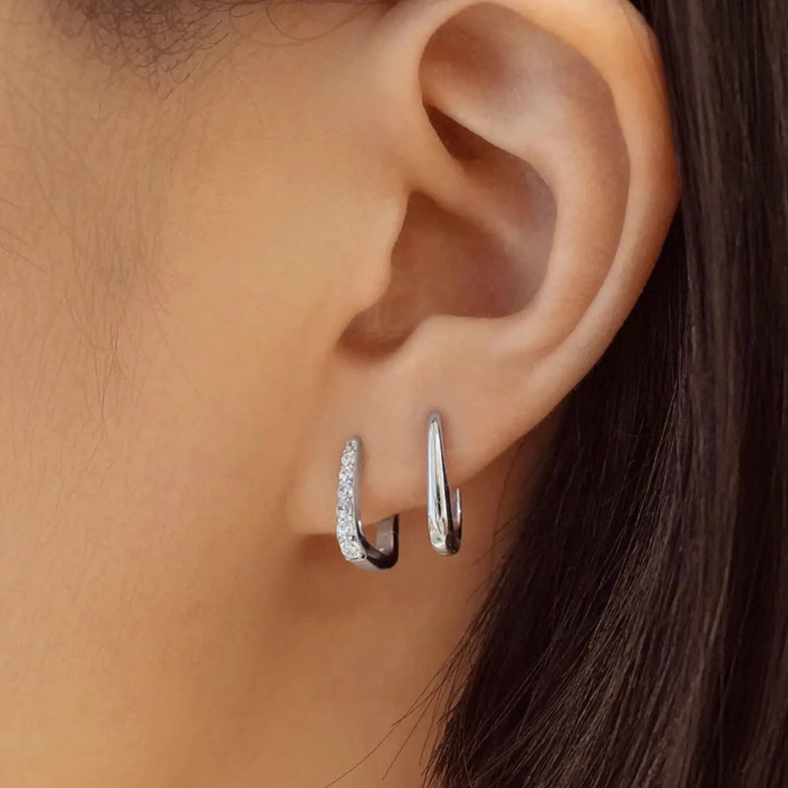 Ania Haie Sunshine Chaser Silver Rounded Oval Hoop Earrings
