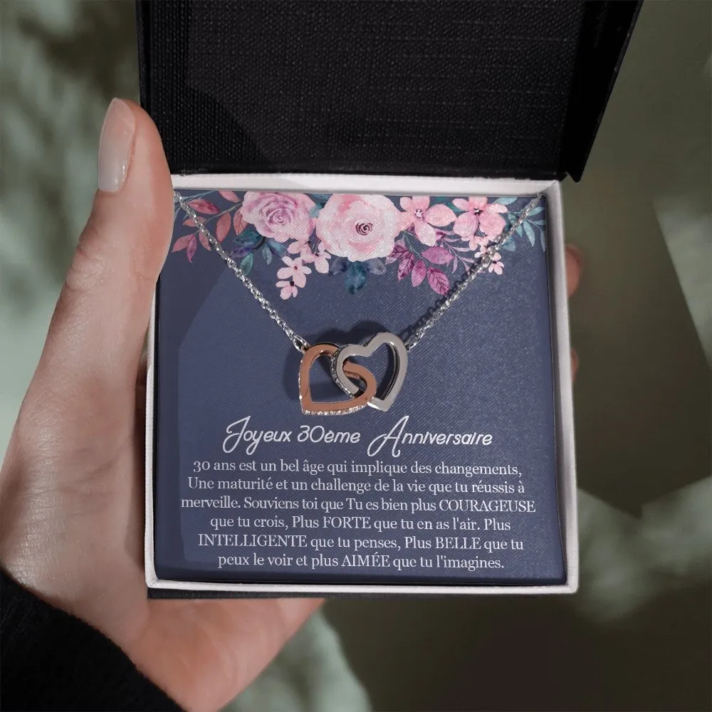 ANNIMERVEILLE • Collier 30ème Anniversaire Double Cœur