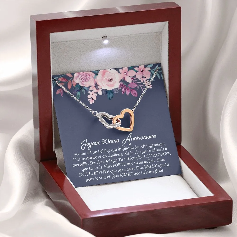 ANNIMERVEILLE • Collier 30ème Anniversaire Double Cœur