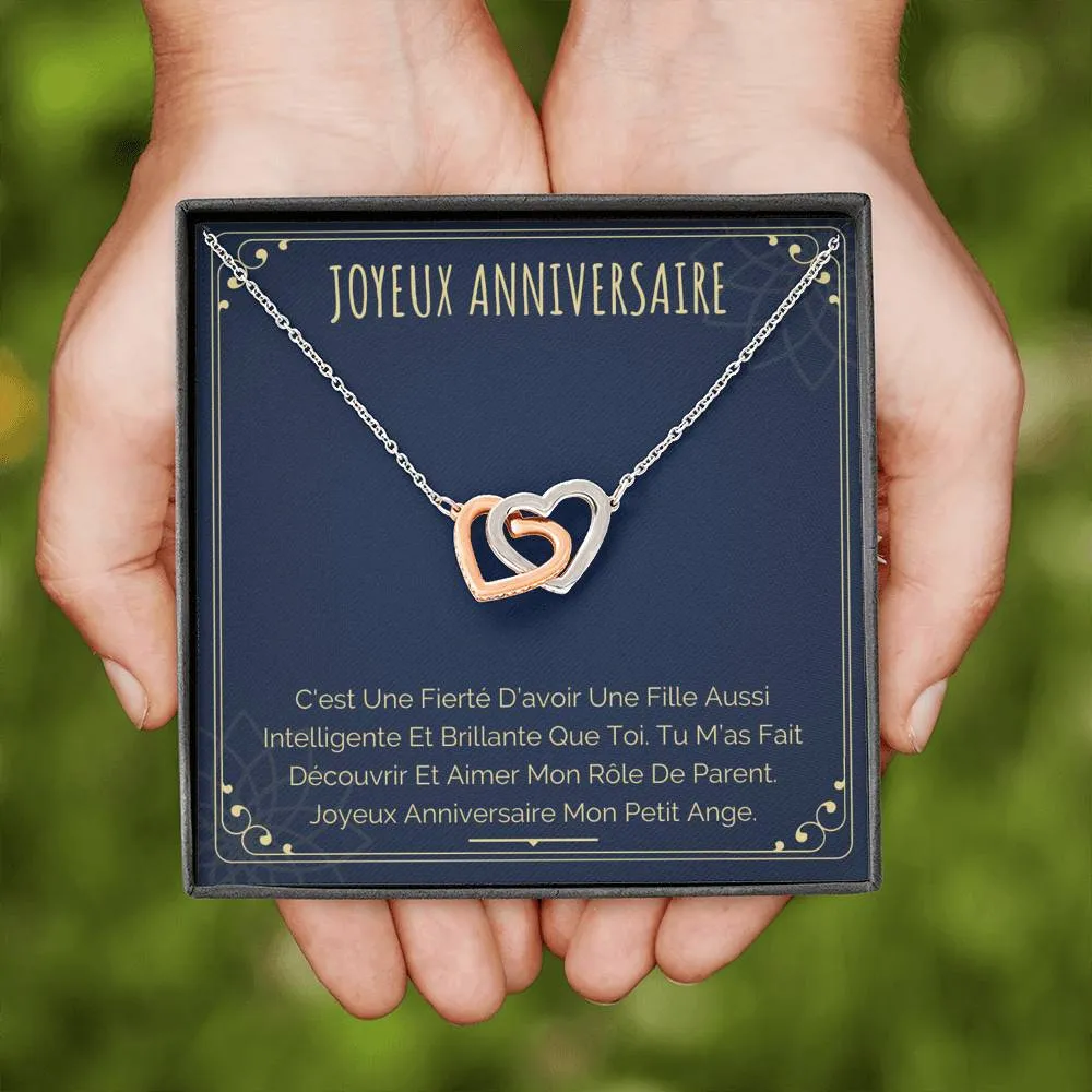 ANNIMERVEILLE • Collier Joyeux Anniversaire Double Cœur