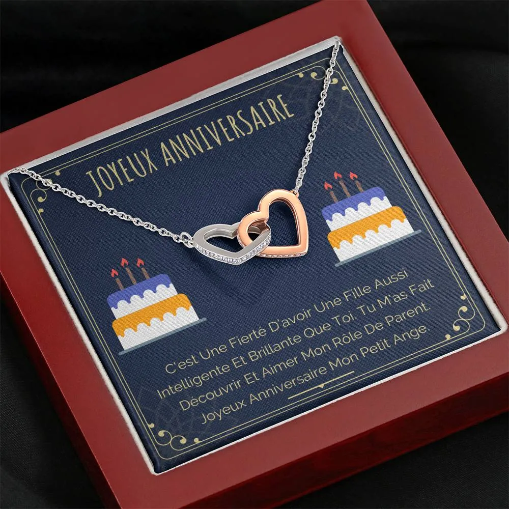 ANNIMERVEILLE • Collier Joyeux Anniversaire Double Cœur
