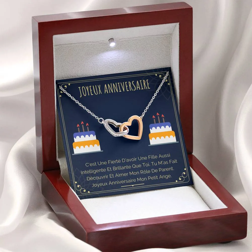 ANNIMERVEILLE • Collier Joyeux Anniversaire Double Cœur