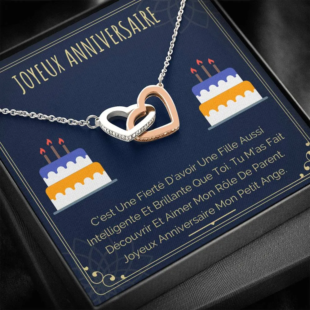 ANNIMERVEILLE • Collier Joyeux Anniversaire Double Cœur