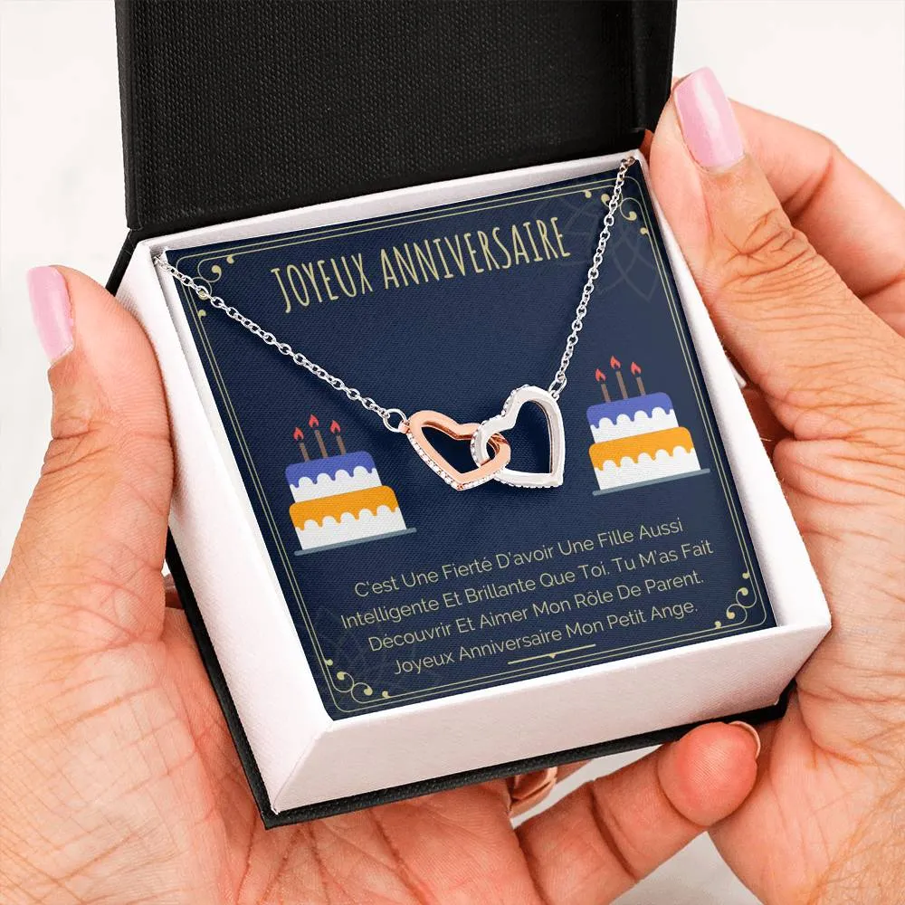 ANNIMERVEILLE • Collier Joyeux Anniversaire Double Cœur
