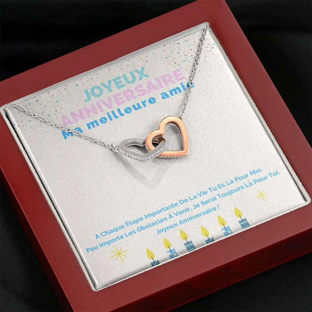 ANNIMERVEILLE • Collier Joyeux Anniversaire Double Cœur