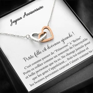 ANNIMERVEILLE • Collier Joyeux Anniversaire Ma Fille Double Cœur