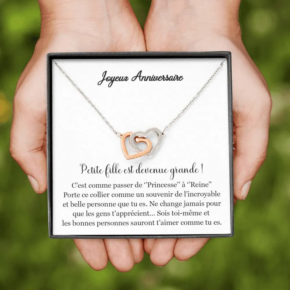 ANNIMERVEILLE • Collier Joyeux Anniversaire Ma Fille Double Cœur