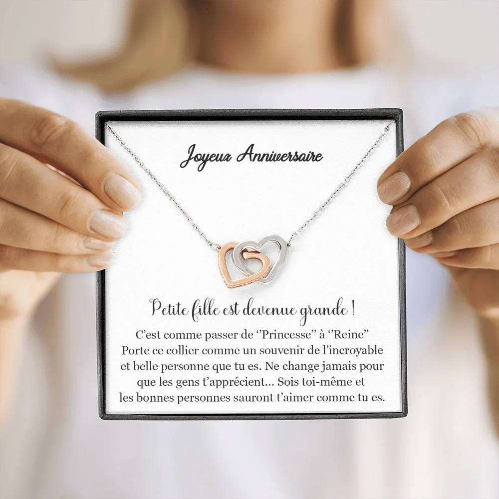 ANNIMERVEILLE • Collier Joyeux Anniversaire Ma Fille Double Cœur