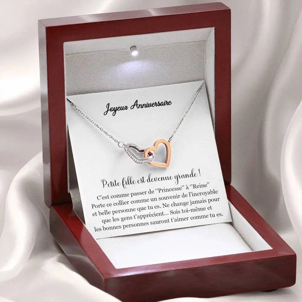 ANNIMERVEILLE • Collier Joyeux Anniversaire Ma Fille Double Cœur