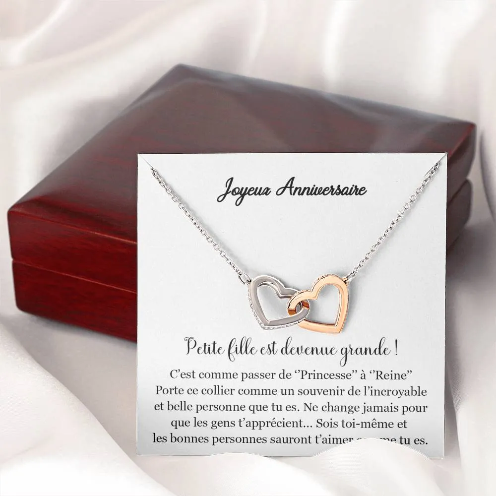 ANNIMERVEILLE • Collier Joyeux Anniversaire Ma Fille Double Cœur